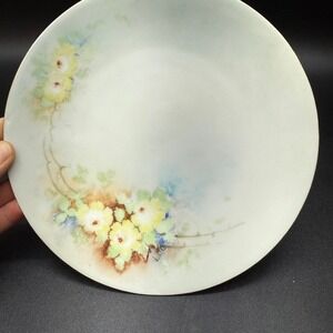 Antique Hand Painted Porcelain Plate Saxony Floral Design Artist Signed Vintage‎